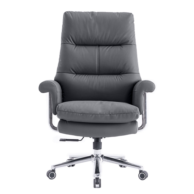 807 High Back Leather Chair - Dark Grey Front view