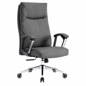 811A High Back Leather Chair - Dark Grey