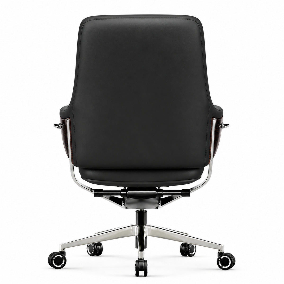 1828B Mid Back Leather Chair - Black Back view