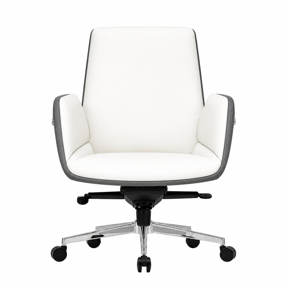 6830B Mid Back Leather Chair - White Front view