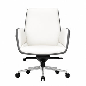 6830B Mid Back Leather Chair - White Front view