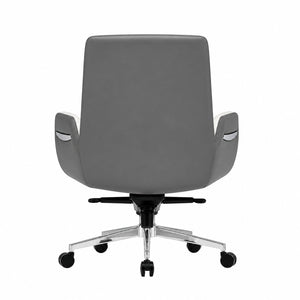 6830B Mid Back Leather Chair - White Back view