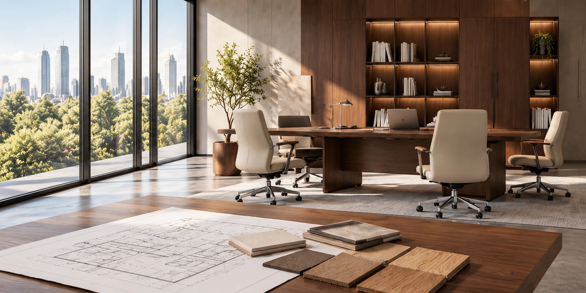 Office plans and material samples